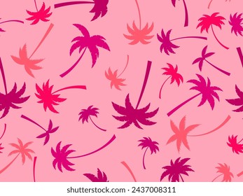 Seamless pattern with palm trees. Summer time, wallpaper with tropical palm trees pattern. Design for printing t-shirts, banners and promotional items. Vector illustration