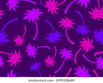 Seamless pattern with palm trees. Summer time, wallpaper with tropical palm trees pattern. Design for printing t-shirts, banners and promotional items. Vector illustration
