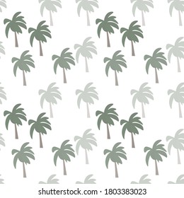 seamless pattern with palms on a white background. repeating trees. tropics, exotic. pastel shades. For the design of postcards, wallpaper, fabric, bed linen. advertising of travel agencies, tours. 