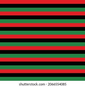 Seamless pattern of Pan African flag colors - red, black, green horizontal bands. Geometric lines African American flag, Black Liberation flag backdrop. Kwanzaa, Black History Month, Juneteenth design