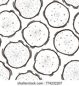 Seamless pattern with pancakes. Culinary baking. Vector illustration.