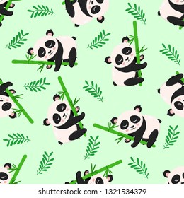seamless pattern with panda and bamboo - vector illustration, eps