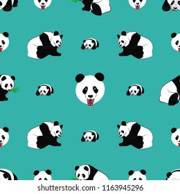 Seamless pattern of Panda bear. Vector illustration