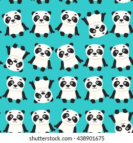 Seamless pattern with panda bear vector illustration