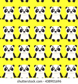 Seamless pattern with panda bear vector illustration