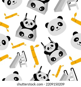 Seamless pattern with panda. Creative texture for fabric, wrapping, textiles, wallpaper, and apparel. Vector illustration
