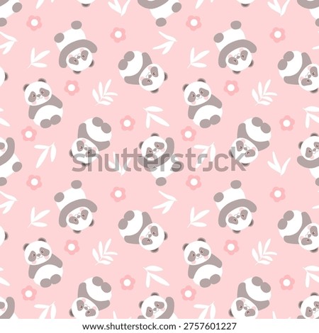 seamless pattern with panda cute cartoon fabric design