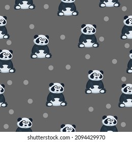 seamless pattern panda with dot circle