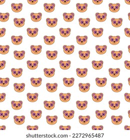 Сute seamless pattern with panda muzzle. Color doodle  vector illustration.