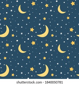 Seamless pattern with panda in the space
