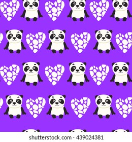 Seamless pattern with panda teddy bear vector illustration