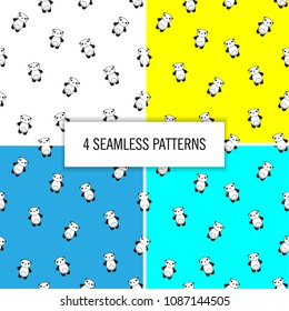 seamless pattern panda yellow birch 