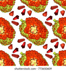 seamless pattern pandan with slices fruit of Thailand  vector illustration