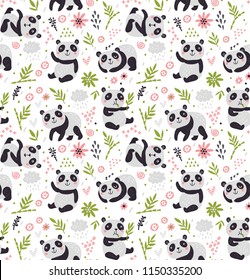 Seamless pattern with pandas