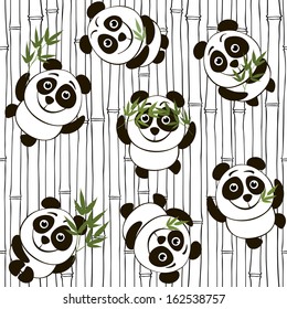 Seamless pattern with pandas