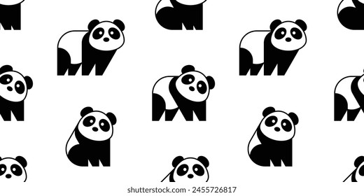 Seamless pattern with Pandas. isolated on white background