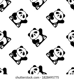 Seamless pattern with pandas on white background for print
