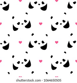 Seamless pattern with pandas, stars .