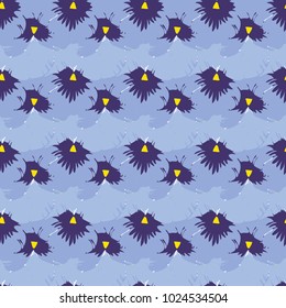 Seamless pattern with pansies flower. Vector set of blooming floral for wedding invitations and greeting card design