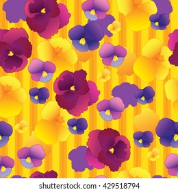 Seamless pattern with pansy flowers