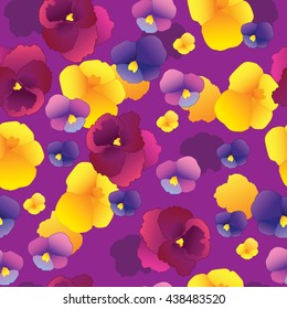 Seamless pattern with pansy flowers.Vector illustration.