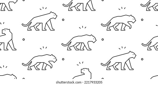 Seamless pattern with Panthers. isolated on white background