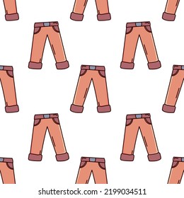 Seamless pattern with pants front view doodle vector
