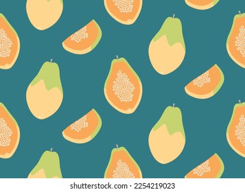Nahtloses Muster mit Papaya. Schöne Obststruktur im flachen Stil.