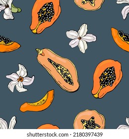 Seamless pattern with papaya. Design for fabric, textile, wallpaper, packaging.	
