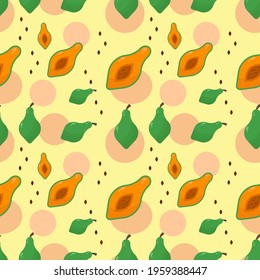 seamless pattern papaya flat icon illustration vector graphic 