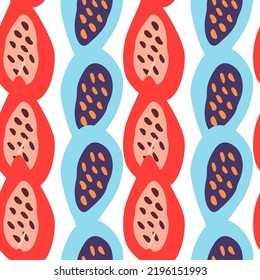 seamless pattern with papayas. Papaya ornament background. Fruits backdrop. Design for fabric, textile print, wrapping paper, kitchen textiles, cover. Vector illustration