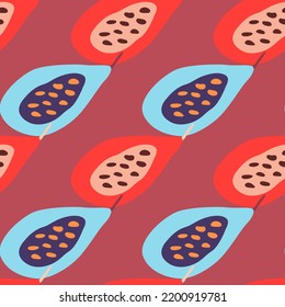 seamless pattern with papayas. Papaya ornament background. Fruits backdrop. Design for fabric, textile print, wrapping paper, kitchen textiles, cover. Vector illustration