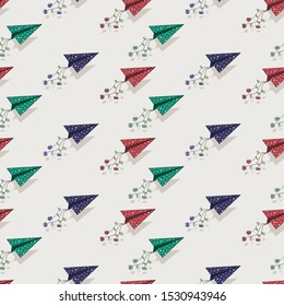 seamless pattern of a paper airplane from a notebook into a page. eps10 vector illustration. 