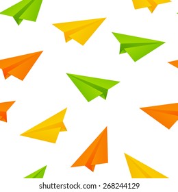 Seamless pattern with paper airplanes