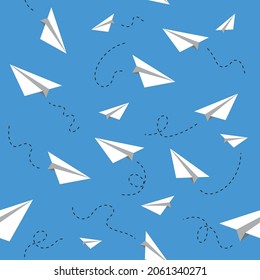 seamless pattern with paper airplanes children background vector
