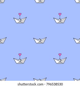 Seamless pattern with paper boats