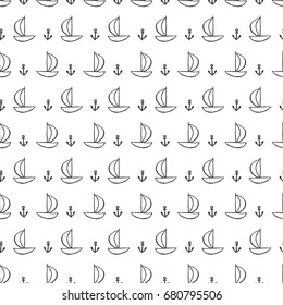 Seamless pattern of paper boats. Design for backdrops with sea, rivers texture. Figure for textiles.
