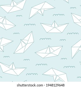 Seamless pattern with paper boats. Vector illustration