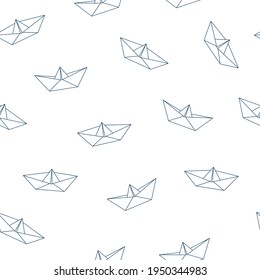 Seamless pattern with paper boats. Vector illustration