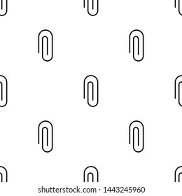 Seamless pattern with paper clip icon on white background. Vector illustration for design, web, wrapping paper, fabric.
