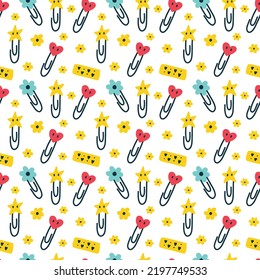 Recortes de papel de patrón impecables y cinta adhesiva. Fondo de repetición de dibujos animados. Papel digital infantil para papel de pared, textil, diseño de tela