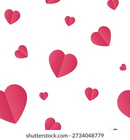 Patrón sin fisuras con corazones de papel artesanal