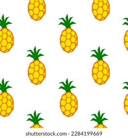 Seamless pattern with paper craft pineapples in modern style. Organic harvest background.