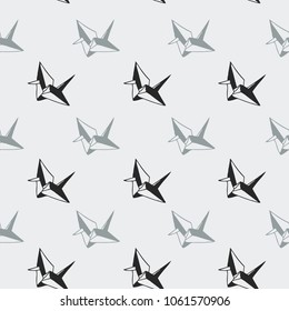 Seamless pattern with paper cranes. Decorative texture with paper cranes