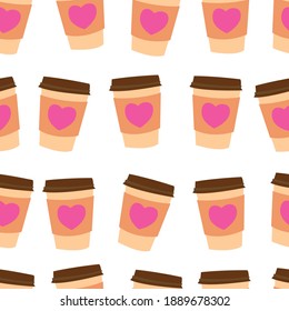 Seamless pattern with paper cup. stock vector illustration for printing on packaging paper, gifts and postcards.