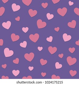Seamless pattern with paper cut hearts - wrapping paper for Valentine's Day, Women's Day and Mother's Day. Vector.