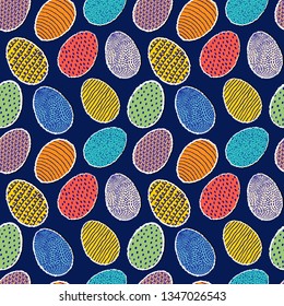 Seamless pattern with paper eggs on dark background