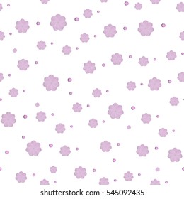 Seamless pattern with paper flowers and pink beads vector illustration