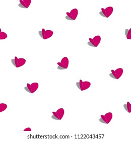 Seamless pattern with paper hearts. Vector illustration