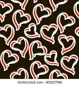 Seamless pattern with paper hearts. Vector.